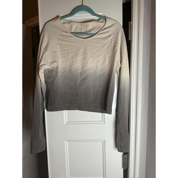 Harmony Balance Cropped Long Sleeve Mocha Brown Ombré Athletic Shirt Size XL - Picture 1 of 4